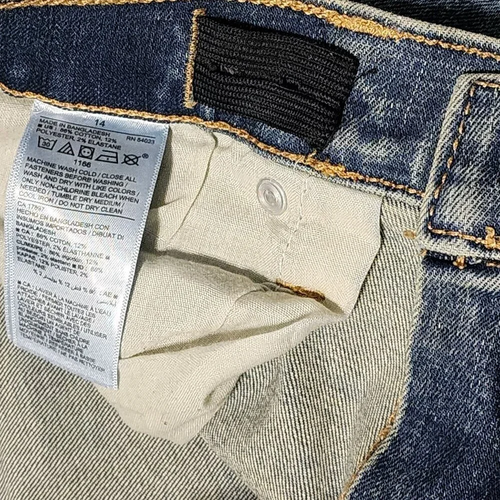 Old Navy boy sz 14 Karate Slim Jeans adjustable waist distressed New